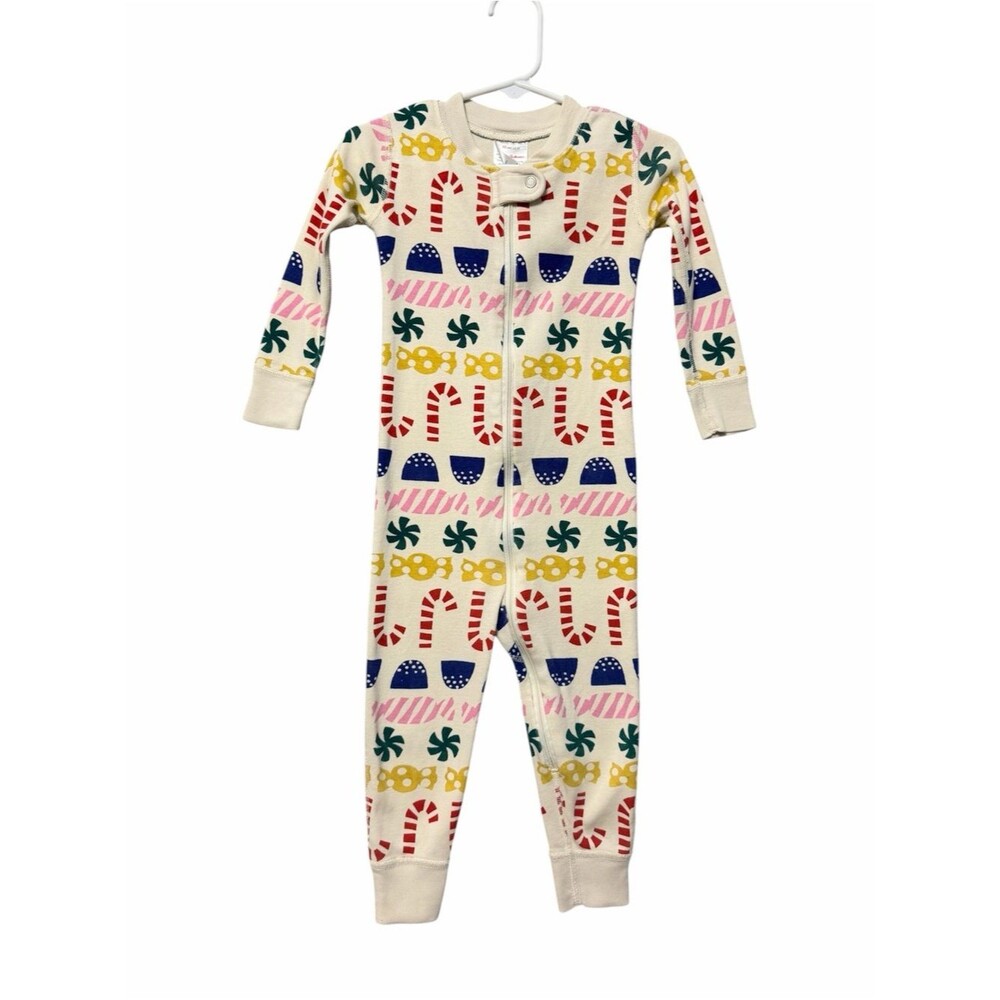 Hanna Andersson Holiday Print Snug Fit One Piece Pajamas Size 85 2T Zip Up